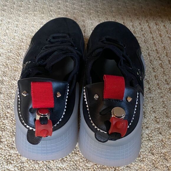 Christian Louboutin Black and Gray Sneakers with Red Accents - Picture 3 of 7